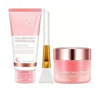 Collagen Night Mask, Masque de Nuit au Collagène et Crème à la gelée de Collagène Élasticité Et Hydratation, Réduit Les Ridules Et Le Teint Terne, Anti-âge et Rajeunissant