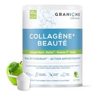 COLLAGENE +BEAUTE - GRANIONS Collagène N°1 en Pharmacies - Collagene et Acide Hyaluronique, Biotine Cheveux - Beauté Peau - Complement Alimentaire Cheveux - Haute Assimilation - Goût Pomme 215g