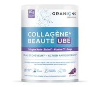 COLLAGENE +BEAUTE - GRANIONS Collagène N°1 en Pharmacies - Collagene et Acide Hyaluronique, Biotine Cheveux,- Beauté Peau - Complement Alimentaire Cheveux - Haute Assimilation - Goût Ube 216g