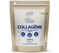 Collagene en poudre 1000 g - Peptide de collagene types I, II & III (CollaPure®) - Collagène bovin nourri à l’herbe - Goût neutre - Fabriqué en Allemagne - Wehle Sports Collagen
