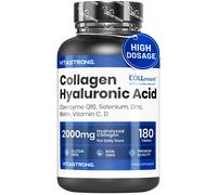 Collagène hydrolysé 2000 mg avec acide hyaluronique, biotine, coenzyme Q10, zinc, sélénium, vitamines C et D - Soutien pour la peau, les cheveux, les ongles et les articulations - 180 comprimés -