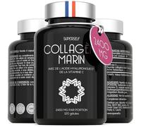 Collagène Marin 2400 mg avec Acide Hyaluronique + Vitamine C - 120 Gélules | Peau Hydratée & Articulations Fortes - Type 1 Peptides de Marin Collagène Hydrolisé - Biodisponible