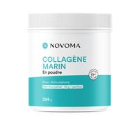 NOVOMA Collagene Marin Poudre Type 1 & 3, Peau & Articulations, 10g par Portion, Cure de 28 jours, Collagène Breveté Naticol Avec Vitamine C, Pot de 284g Sans arôme, Made in France