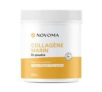 NOVOMA Collagene Marin Poudre Type 1 & 3, Peau & Articulations, 10g par Portion, Cure de 28 jours, Collagène Breveté Naticol Avec Vitamine C, Pot de 290g Saveur Mangue, Made in France