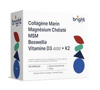 Collagène Marin avec Acide Hyaluronique, Magnésium Chélaté, MSM, Boswellia, Vitamines D3 et K2 - SmartAbsorb™| pour la peau, les articulations et les os| 28 sachets quotidiens