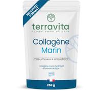 COLLAGÈNE MARIN Breveté Peptan® en Poudre | 250g de Peptides de Collagène Purs | Riche en Tripeptides | Articulations Souples, Peau Lisse et Hydratée | Goût Neutre | 100% Français | Terravita