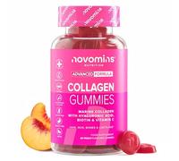 Collagene Marin et Acide Hyaluronique - Gummies de Collagène avec Vitamine C & Biotine - Collagène Hydrolysé Supérieur de Type 1-60 Gummies Pousse Cheveux - Peptide de Collagene - Novomins