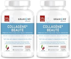 Collagene Marin GRANIONS Beauté Peau - Acide Hyaluronique - 120 Comprimés (Lot de 2)