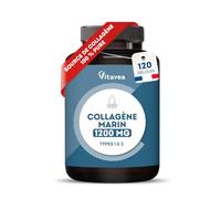 Collagène Marin Hydrolysé 1200 mg (Collagène HM Breveté) - 120 Gélules - Peptides Types I & III - Peau, Cheveux & Ongles - Sans Additifs, Sans OGM - Fabriqué en France - Vitavea