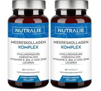 Collagène Marin Hydrolysé + Acide Hyaluronique Q10 Vit C E - Peau - Vitamines C E et Q10-100% Peptides de Collagène de Type I - 60 gélules Nutralie (Lot de 2)
