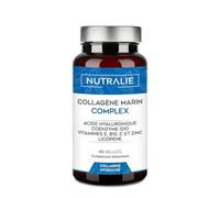 Collagène Marin Hydrolysé + Acide Hyaluronique Q10 Vit C E - Peau - Vitamines C E et Q10-100% Peptides de Collagène de Type I - 60 gélules Nutralie