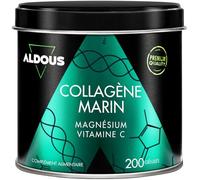 Collagène Hydrolysé Pur avec Magnésium et Vitamine C - 200 gélules - Collagène Marin Hydrolysé Naticol - Cheveux, Peau et Ongles - Os et Articulations - Collagène avec Magnésium - ALDOUS