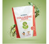 NUTRI & CO Collagene Marin Poudre Types 1, 2, 3 + Vitamine C, Breveté Naticol® & Cartydiss®, Peau Hydratée Soutien Articulaire, Peptides Hydrolysés 2000 DA, 180g Goût Matcha 30jrs, Fabriqué en France