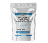Collagène marin poudre 2000Da - Éclat, Fermeté et Hydratation - Formule Naturelle avec Acide Hyaluronique, Vitamine C - Jusqu'à 40 jours de cure - Made in France - Love&Diet