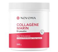 NOVOMA Collagene Marin Poudre 10 g Type 1 & 3 - Saveur Fruits Rouges - Pot 293 g pour 1 Mois - Collagene Hydrolysé Naticol® avec Vitamine C - Fabriqué en France