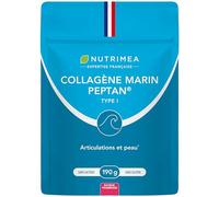 COLLAGENE MARIN POUDRE - Type I Breveté PEPTAN® - 6000 mg de Peptides de Collagène - Riche en Vitamine C - Hydratation de la Peau - Protège Os & Articulations - Nutrimea - Fabriqué en France