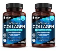 Collagène Marin Pur de Type 1, Peptides de Collagène Hydrolysés Enrichis en Acide Hyaluronique et Vitamine C, Acides Aminés Essentiels, Compléments pour Femmes et Hommes, 60 Gélules (Lot de 2)