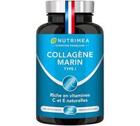 COLLAGENE MARIN - Type 1 BREVETÉ Pur et Naturel - Vitamines A, C & E Végétales - Nutrimea - Hydratation de la Peau - Protège Os et Articulations - 900 mg - 90 Gélules - Fabriqué en France