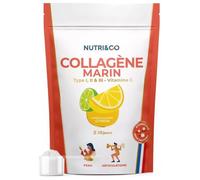 Collagène Marin Types 1, 2 & 3 + Vit C - Peau & Articulations Souples - Poudre Saveur Citron - 180g Made in France - Nutri&Co