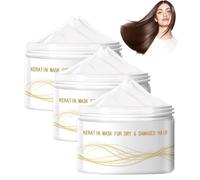 Collagène Masque Keratine Cheveux Fins,Après Shampooing Fortifiant à Biotine,Huile De Castor Oil Et Collagène,Anti Frisottis Protecteur Pour Cheveux Secs Et Abîmés,Keratin Mask Dry&Damaged Hair (3PC)