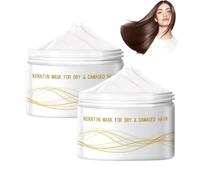 Collagène Masque Keratine Cheveux Fins,Après Shampooing Fortifiant à Biotine,Huile De Castor Oil Et Collagène,Anti Frisottis Protecteur Pour Cheveux Secs Et Abîmés,Keratin Mask Dry&Damaged Hair (2PC)