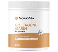 NOVOMA Collagene Marin Poudre Type 1 & 3, Peau & Articulations, 10g par Portion, Cure de 28 jours, Collagène Breveté Naticol Avec Vitamine C, Pot de 290g Saveur Caramel, Made in France