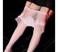 Collant De Contention Femme - Collants Hommes Haute Brillance en Nylon Élastique Transparents Soie et Dentelle pour Culottes Bas