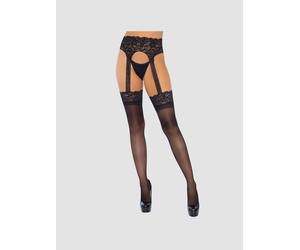 Collant Effet Porte-Jarretelles 1782 en Dentelle Noire