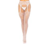 Collant en rÃ©sille avec laÃ§age au dos femme Leg Avenue Blanc TU