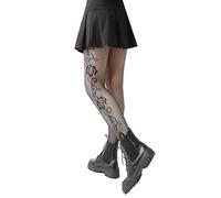 Collant Fantaisie Femme Sexy, Collant Resille Femme Imprimé Fleurs Creuse Filet Leggings Taille Unique Comfortable Respirante Tendance Slim Tous Les Jours Passe-Partout De Plein Air