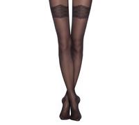 Conte elegant FANTASY PERFECT 30 DEN Collant Sensuel pour Femme - Collant Fantaisie à Motif Lingerie - Effet Porte Jarretelles - Ornement Délicat - Sexy Sous-Vêtements pour Femmes - Noir taille 2
