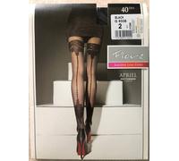 Collant femme Fiore Apriel créateur simulé jarretière couture arrière 40 den ...