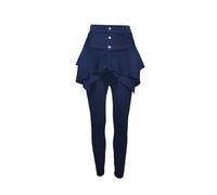 Collant Femme Leggings doublés en Polaire pour Femmes, Longueur aux Genoux, avec Jupe, Jupe Chaude d'hiver pour Femmes Pantalon Polaire Femme Collant Dim Ventre Plat (Navy, L)