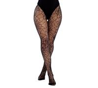 Collant femme noir avec motifs toiles d'araignée pour Halloween