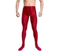 Collant Homme Brillant Uni en Nylon Stretch, Legging Homme Sport Bodybuilding Confort, Collants Taille Haute Sexy Moulante, sous Vetement Tenue Érotique Hot, Leggings pour Moments Privés et Quotidien