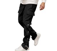 Collant Homme Hiver, décontracté d'extérieur avec Fermeture à Boutons latéraux et Fentes. Ample Fonctionnel pour Un Confort Quotidien. (Black, L)