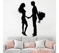 Collant mural pour un couple noir mignon, autocollant fleuri de Saint-Valentin, autocollant en forme de fleur, autocollant pour filles, vitrine de boutique pour filles
