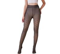 Collant Polaire Femme avec Effet Transparent et Motif Noeud Papillon ou Cœurs - Collants Thermiques Chauds pour Hiver, Confortable et Épais, Legging Anti-Cellulite Grande Taille Haute pour Quotidienne