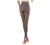 Collant Polaire Femme Effet Faux Transparent, Thermique Doublé Leggings d'Hiver Chaud (002 Noir, 300g pour -15-10℃)