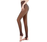 Collant Polaire Femme Effet Transparent Dim, Collant Femme Hiver Ventre Plat, Collant Chaud Femme Hiver Polaire Sans Pied, Doublés Faux Bas en Peluche Thermiques Leggings (300g, Sans Pied Marron)