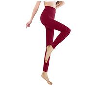 Collant Polaire Femme Hiver Effet Transparent, Collants Thermiques Chauds Taille Haute pour Femme Collant Thermique Femme Collant Polaire Femme (Vin, M)
