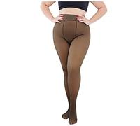 Collant Polaire Femme Sexy Sculptants Taille Haute Translucide Thermiques pour Faux Collants Minces Coupe Ajustée Strench Leggings d'hiver Effet Transparent Chic Mode Pantyhose