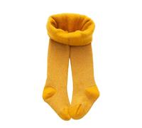 Collant Polaire Fille Bébé Enfant Thermique Extensible épais en Molleton Uniforme Scolaire Taille Haute Chaud Hiver Doublé Opaque 1-10 Ans (Yellow, 12-24 Mois)