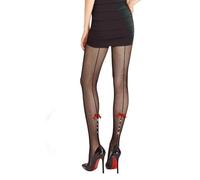 Collant Résille Dentelle Couture Ligne Strass Noeud , Noir, Taille Unique T1 à T3 (36-38-40)