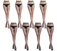 Collant Resille Noir 8 Pièces, Collant Resille Bas Resille Femme, Sexy éLastique Collants Résille Cuisse Haut Bas, Collants Fishnets Tights Collants Résille Femme, 2 Tailles Différentes de Maille