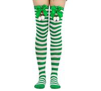 Collants à pois Noël nœud boules de cheveux cuisses hautes longues bas au-dessus du genou Noël cosplay fête costumes chaussettes hautes longues rayées bas bataillon collants, g, taille unique