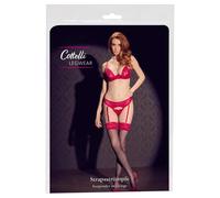 Collants Cottelli - Bas noirs avec dentelle rouge sexy 6