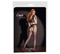 Collants Cottelli CURVES - Noirs à entrejambe ouverte et couture rouge 2