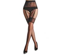 Collants Crotchless Mock Giulia Intimo Noir 20 Denier Transparent Ouvert Crotch