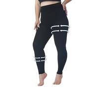 Collants de compression gradués grande taille 5XL pour homme et femme, 15-20 mmHg, opaques sans pieds, taille haute, bas de compression pour œdème, varices, post-chirurgie, noir